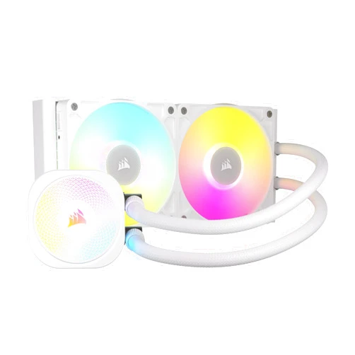 CORSAIR iCUE Link Titan 240 RX RGB Liquid CPU Cooler – 240mm AIO – Low-Noise – FlowDrive Cooling Engine – Intel LGA 1851/1700, AMD AM5/AM4 – 2X RX120 RGB Fans – iCUE Link System Hub Included – White