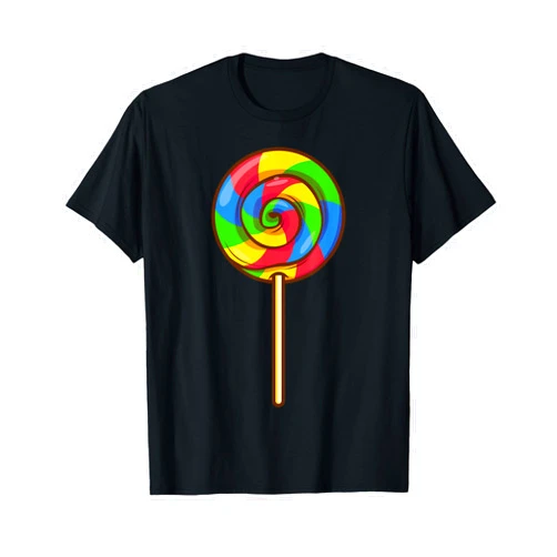 Cute Simple Easy Sweet Lover Trick or Treat Outfit Lollipop Rainbow Sucker Candy Halloween Costume Lazy Gift T-Shirt