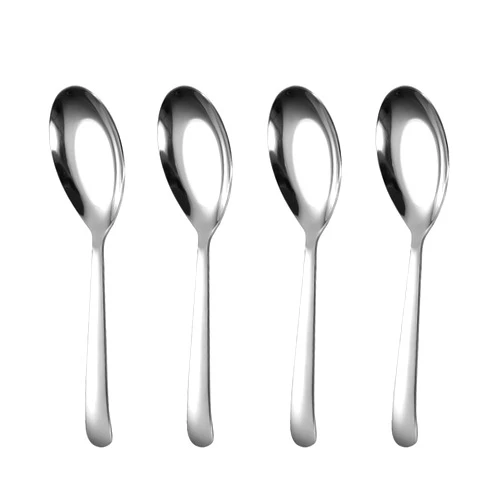 OULIGET Flat Head Spoons, Korean style Flat Sugar Spoon,Thick Heavy Stainless Steel Soup Spoons Table Spoons Dinner Spoons Flat Spoon,Set of 4.