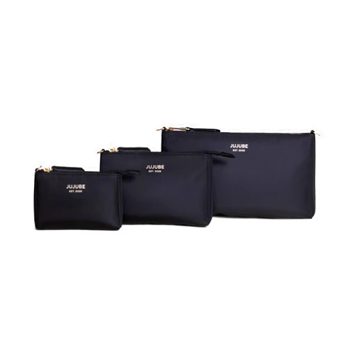 JuJuBe New! JuJuBe 3-Piece Pouch Set, Diaper Bag Organizing Pouches, Convertible to Small Purse with Crossbody Strap, Perfect for Travel, Zipper Cosmetic or Makeup Pouch, Large, Medium, and Small, Black