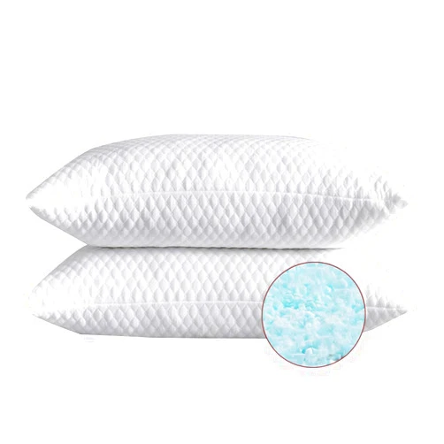NTCOCO 2 Pillows, Shredded Memory Foam Bed Pillows for Sleeping, with Washable Removable Cooling Hypoallergenic Sleep Pillow for Back and Side Sleeper, Queen (2-Pack)