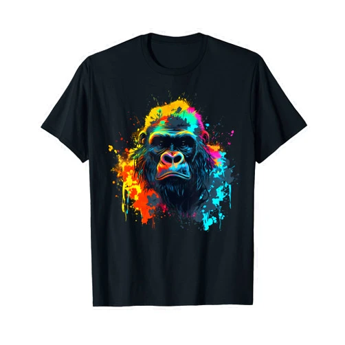 Gorilla lover on Gorilla kids, women, men apparel Cool Gorilla on Colorful Painted Gorilla T-Shirt