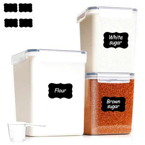 ComSaf Flour Sugar Storage Containers Set of 3 (5.2L/5.5Qt) (2.5L/2.6Qt*2), Large Airtight Food Storage Containers with Lids, Plastic Canisters Sets for Kitchen, Pantry Organizers for Rice and Baking