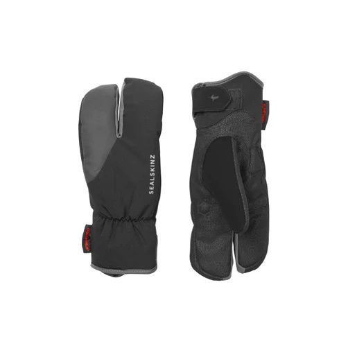 SEALSKINZ Unisex Waterproof Extreme Cold Weather Cycle Split Finger Glove, Black/Grey, Medium