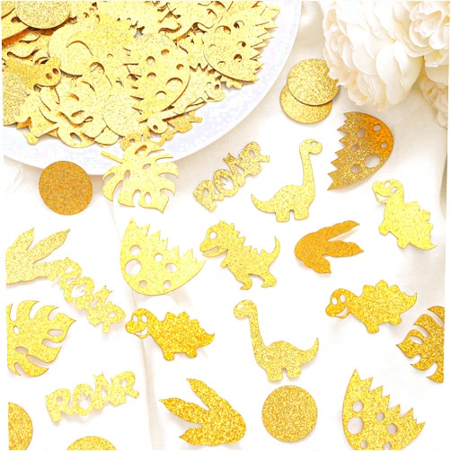 OffiCreative 230 Pcs Dinosaur Confetti Dinosaur Table Decorations,Dinosaur Birthday Table Confetti Dinosaur Baby Shower Decorations,Cute Dinosaur Confetti Gold Confetti Dinosaur Baby Shower Supplies For Kids