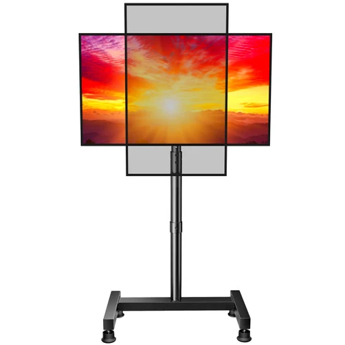 Perlegear Floor TV Stand with Mount for 26-50 inch TVs up to 55 lbs, TV Floor Stand with Rotation, Tilt, Level, Height Adjustable TV Stand for Bedroom/Living Room, Max VESA 300x300mm, PGFS12
