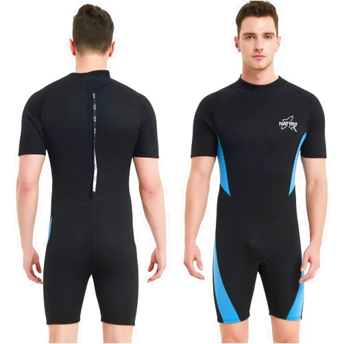NATYFLY Mens Wetsuit 3mm Neoprene Wet Suit Men, Youth Full Body Shorty Wetsuit for Men in Cold Water, Long Sleeve Back Zip Diving Suits for Water Sports