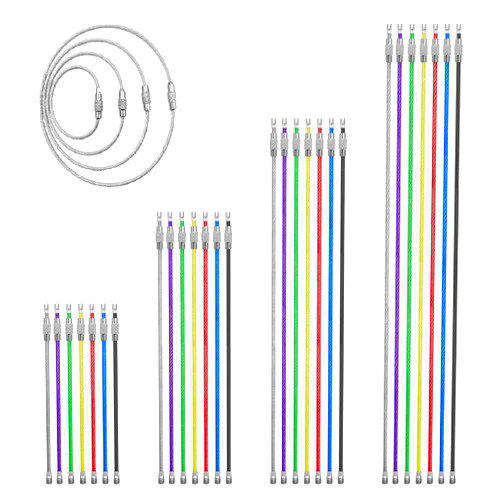 DXMWWTP 28 pcs Metal Wire Keychains, 2mm Coated Wire Key Rings Loops, 4