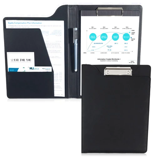 ProCase Clipboard Folder Portfolio, A4 Leather Padfolio Clipboard, Business Portfolio Clipboard Folder Professional Portfolio for Interview Resume Office Conference -Black
