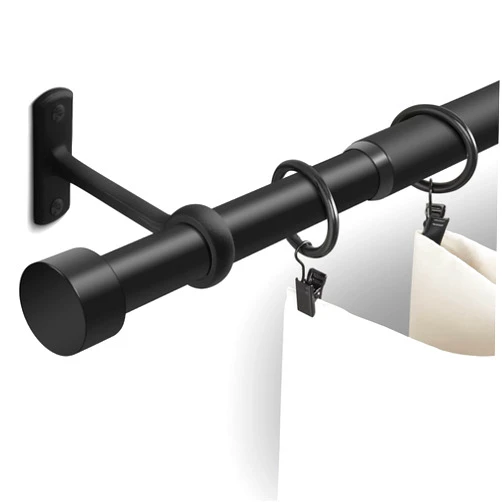 Gogrinliv 1 Inch Curtain Rods for Windows, 32 to 144 Inch Black Rustic Curtain Rod Set, Modern Design Drapery Tubes with Brackets Room Divider, For Indoor and Outdoor