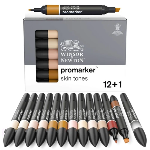 Winsor & Newton ProMarker Set, 12 Count, Skin Tones