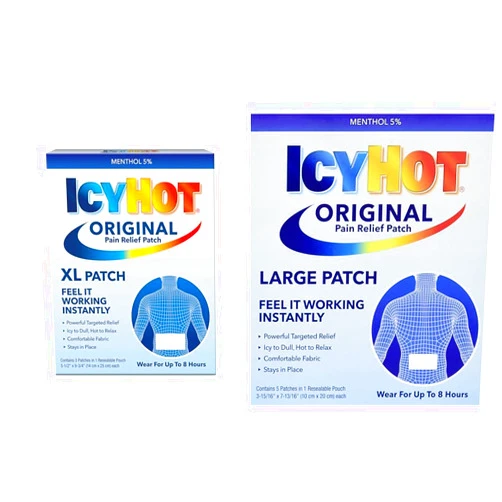 Icy Hot Extra Strength & Original Medicated Pain Relief Patches, XL & Large Areas, 3 & 5 Count (Pack of 2)
