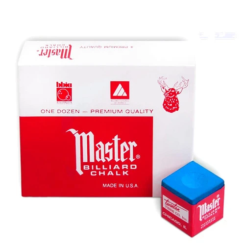 Master Billiard Chalk Pool Cue Chalk Premium Quality - 1 Dozen - Made in The USA - Sky Blue