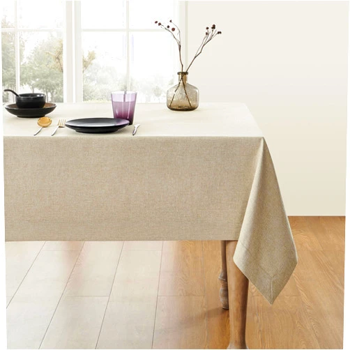 ZeeMart Beige Tablecloth, Farmhouse Linen Style Table Cloth Square Table Cloths 52 x 52 Inch Natural, Wrinkle Resistant Washable Heavy Weight Tight Weave TableCloths