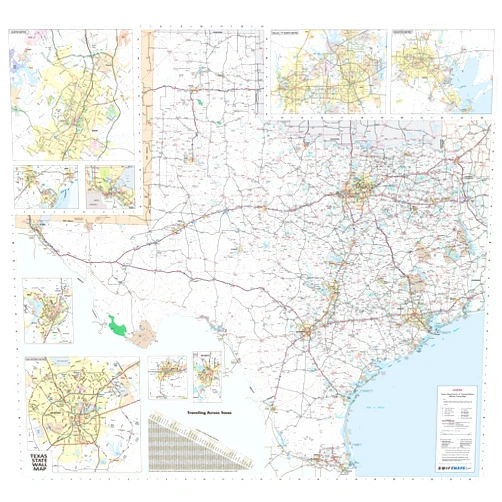 By TX Dept of Transportation (Illustrator) 48x52 Texas State Official Executive Laminated Wall Map