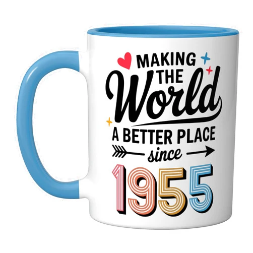 70th Birthday Mugs 70 Years Old Gifts Awesome 1955 Birthday Gifts Ceramic Mug, Blue/White