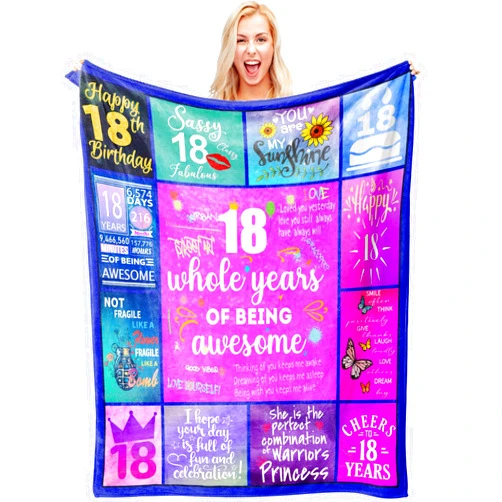 Rioa Gifts for 18 Year Old Girl, 18th Birthday Gifts for Girls, Teen Girl Gifts 18 Years Old,18 Year Old Girl Gift Ideas, 18 Year Old Gifts, Birthday Gifts for 18 Year Blanket 40