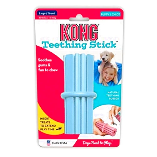 KONG Puppy Teething Stick - Soft Teething Stick for Growing Puppies - Teeth Cleaning Dog Toy - Chew Toy for Puppies with Ridges - Natural Rubber Toy Perfect for Snacks & Treats - for Large Puppies