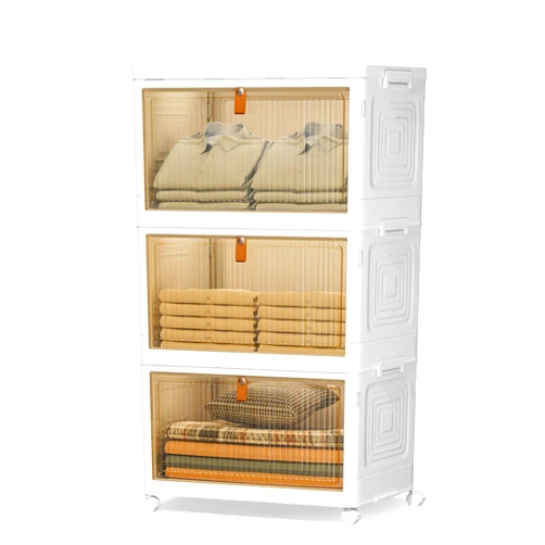 Proarea Closet Organizers and Storage, 70Qt Stackable Plastic Storage Bins with Lid, Foldable Storage Containers with Wheels, Organization and Storage Boxes for Clothes, Office Supplies, Snacks (23Qt × 3)