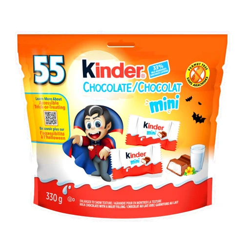 KINDER CHOCOLATE Mini Halloween Candy, 55 Individually Wrapped Milk Chocolates Per Bag (330g)
