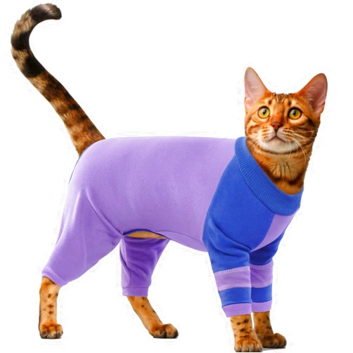 OUOBOB Sticky Hair Cat Clothes, Sphynx Hairless Cats Sweater, Prevent Lost Hair Onesie Shirts for Cats Only, Kitten Apparel Pajamas Jumpsuit, Cat Turtleneck for Sphynx Cornish Rex, Cat Recovery Suit