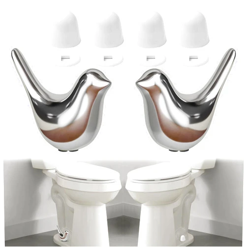 MENNTY Toilet Bolt Caps, Include 2Packs Ceramic Grey Birds Toilet Bolt Covers & 4Packs Universal Toilet Bolt Caps, Cute Bathroom Decorative Toilet Floor Screw Cover Caps Easy Installation