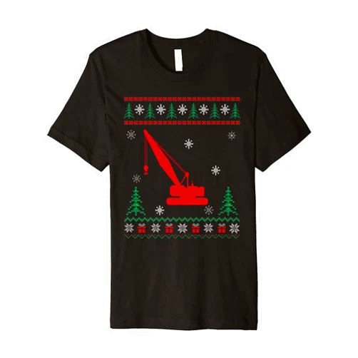 Crane Operator Ugly Christmas Gifts Co Xmas Matching Family Crane Operator Ugly Christmas Sweater Premium T-Shirt