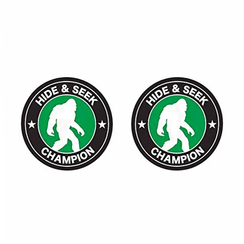 TUKIMA fagraphix Two Pack Bigfoot Hide and Seek Champion Sticker Self Adhesive Vinyl Decal Sasquatch Believe Big Foot