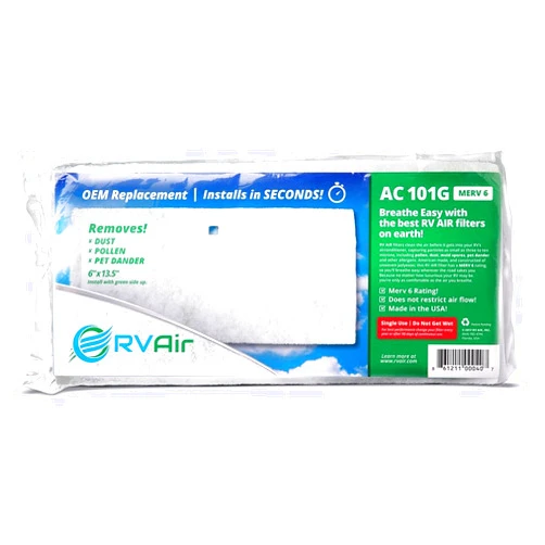 RV Air RV AC Filter - Air Conditioner Replacement Filters - Travel Trailer Accessories - Air Cleaner for Camper - RV AC Vent Filter - Easy To Install -13.75 x 7.375 x 0.75 in (1 Filter for AC 101G)