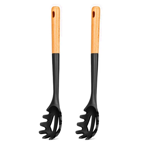 Badiano Silicone Pasta Fork, Kitchen Heat Resistant Noodle Spoon Server, BPA Free Spaghetti Strainer,12.8 inch