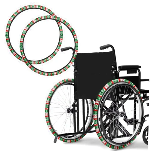 Uorisanigo Wheelchair Accessories for Seniors Tyre Covers Christmas Print Wheelchair Tire Covers Protect Floors Carpets Wheels Protective Cover 24 inch