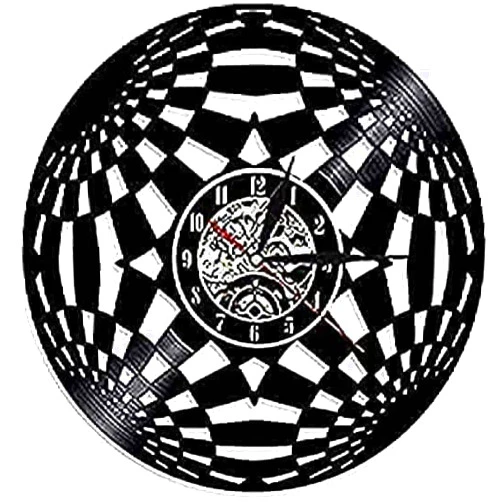 LKCLOCK Round Wall Clock Kaleidoscope Circle Vinyl Wall Clock Fractal Psychedelic Global Wall Art Decor Clocks Vintage Living Room Wall Clock Diameter 30cm Clockwork