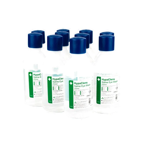 Safety First Aid Group HypaClens Eye Wash Bottle Sterile Saline Solution 0.9%, 250 ml (Pack of 10)