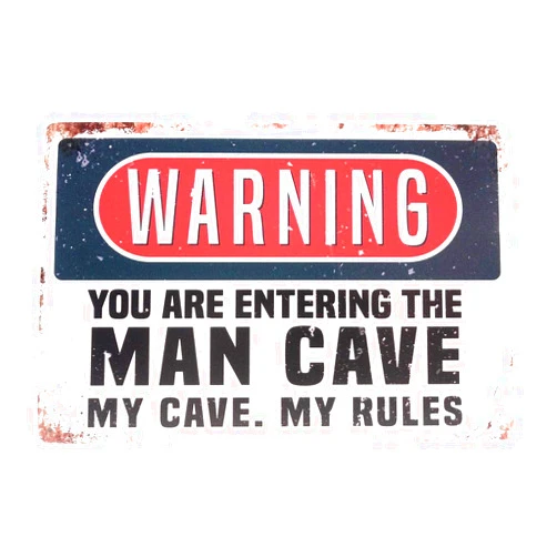 DRD&M Warning You are Entering The Man Cave. My Cave My Rules Unique Tin Sign Perfect for Man Caves, Novelty Sign, College Dorm Room Sign 8-Inch by 12-Inch | TSC250 |