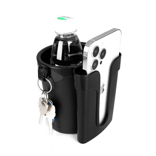 Accmor 3-in-1 Bike Cup Holder with Cell Phone Keys Holder, Bike Water Bottle Holders, Universal Bar Drink Cup Can Holder for Bicycles, Motorcycles, Scooters, Black