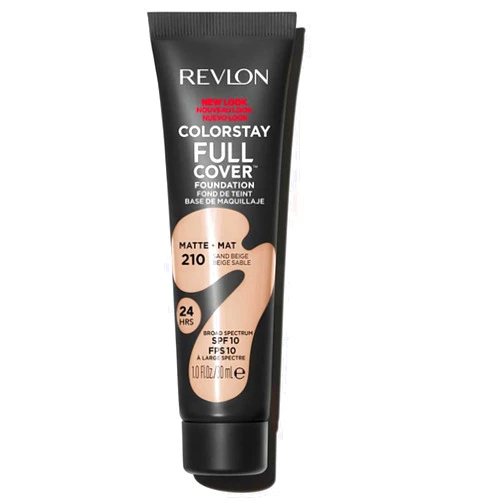 Revlon Liquid Foundation, ColorStay Face Makeup for Normal and Dry Skin, Longwear Full Coverage with Matte Finish, Oil Free, 210 Sand Beige, 1.0 Oz