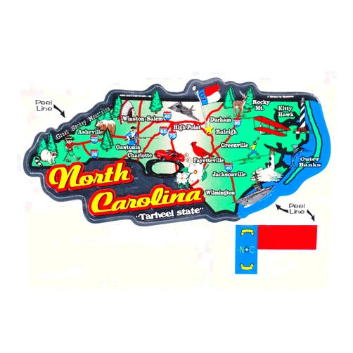 Flagline North Carolina - State Map Outline Vinyl Sticker