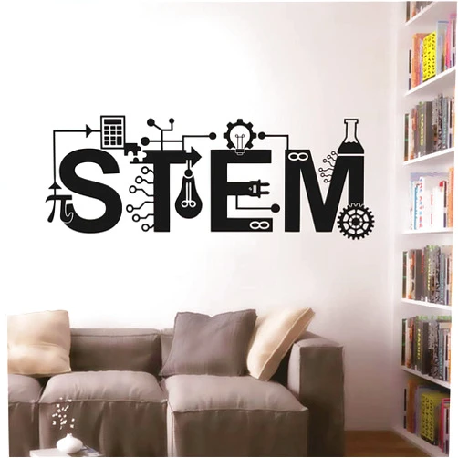 YOYOYU ART HOME DECOR Home Interior Sticker STEM Technology Wall Art Sticker for Classroom Laboratory,Science Math Education Wall Decal School Bedroom Wall Mural TM-70 (Black)