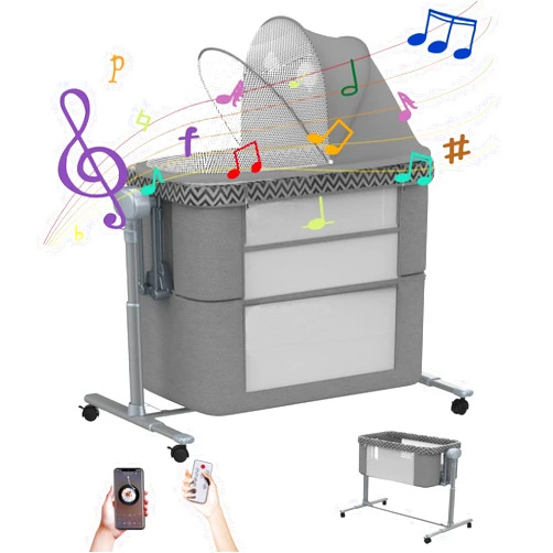 Pannacy-Far Electric Rocking Bassinet for Baby, 6 and 1 Baby Bedside Bassinets with Remote Control, Automatic Portable Bassinets Bedside Sleeper for Newborn with 3-Speed Swings, Baby Crib in Bed with Wheels