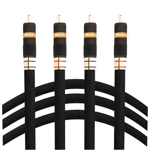 Monosaudio 17AWG Audiophile RCA Cable RCA Balanced Audio Cable OFC Copper Gold Plated RCA Interconnect 2RCA Male to 2RCA Male Signal Cord for Home Theater, HDTV, Amplifiers, Speakers(1.5M/4.9Ft)