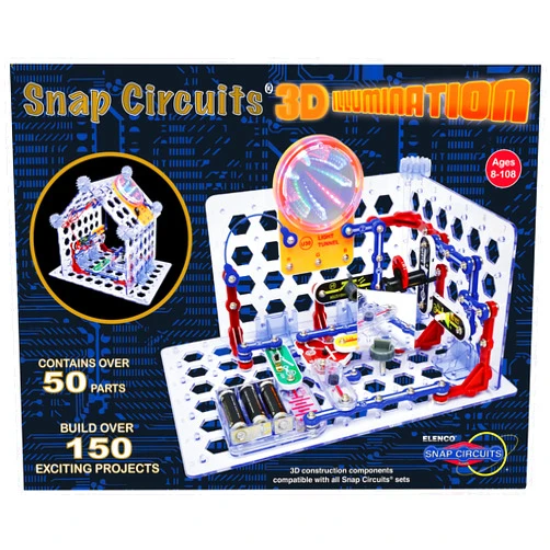 Snap Circuits 3D Illumination Electronics Exploration Kit | Over 150 STEM Projects | Full Color Project Manual | 50 Parts | STEM Educational Toys for Kids 8+