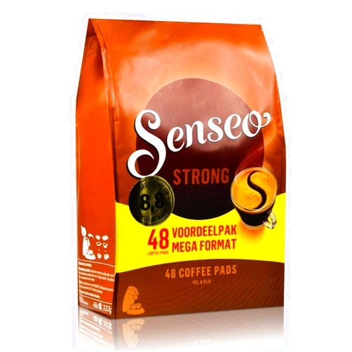 Senseo Strong Dark Roast Coffee Pods, 1 Pack, 48 Count, Bold Flavor, Crema Layer on Top, Compatible with PeleCom Machine