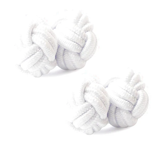 HONEY BEAR Silk Knot Cufflinks Fabric for Mens Shirt for Business Wedding Gift