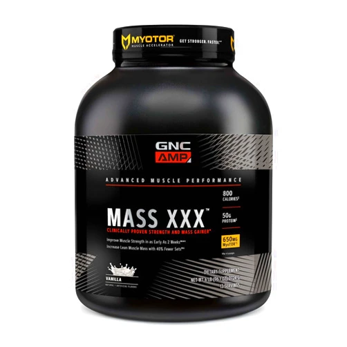 GNC AMP Mass XXX, Clinically Proven Weight Gainer Protein Powder, Improves Strength and Size, 780 Calories, 50g Protein, Micronized Amino Acids, Creatine, Betaine, Vanilla, 13 Servings, 6 Pounds