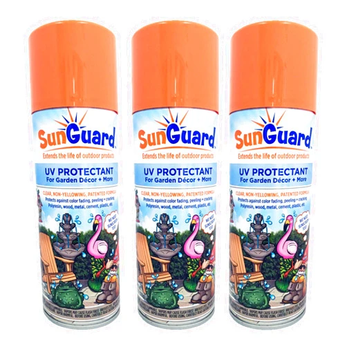 SUNGUARD UV Protectant Spray for Outdoor Decor, Furniture & More (3-Pack) Prevents Fading Peeling and Cracking