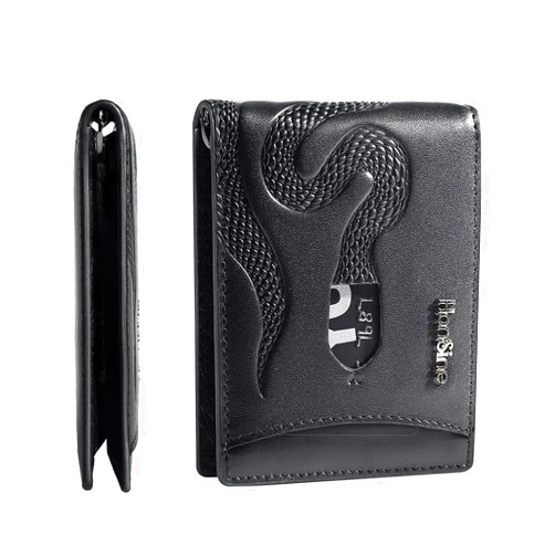 HonSine Snake Bifold Wallet with RFID | Full Grain Mens Leather Wallet | Snake Wallet