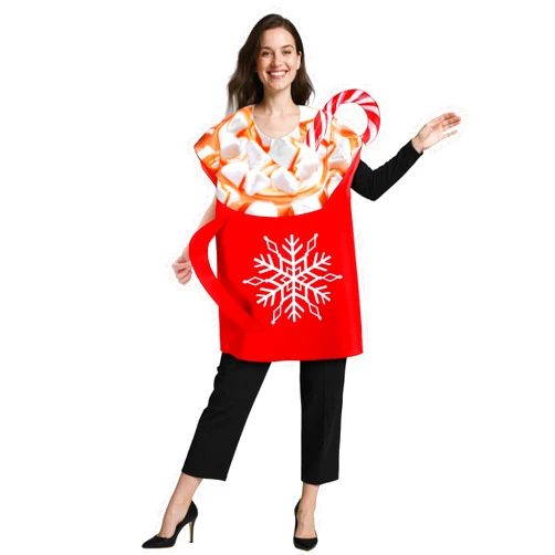 Berlune Christmas Cup of Hot Chocolate Costume Homemade Cocoa Winter Holiday Funny Dress up Mens Womens Coffee Costume, Adult One Size