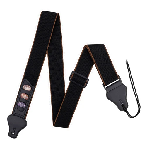 BestSounds Guitar Strap - Strap for Acoustic, Electric and Bass Guitars with Leather Head and Pick Holder Pockets