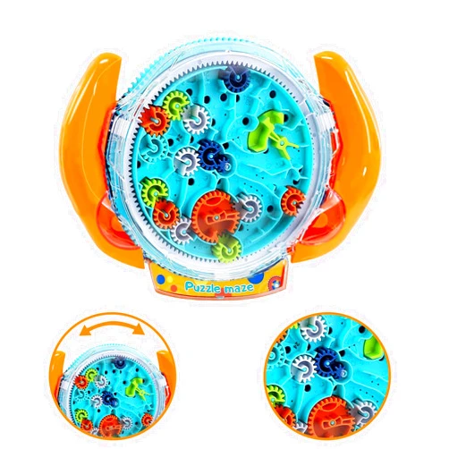 SRENJU SINU Mind Puzzles 3D Maze for Kids 4-8, Brain Teasers Ball Toy Gear Control Toy Gifts Labyrinth Game with Steel Marbles for Kids Teens Adults (Orange)