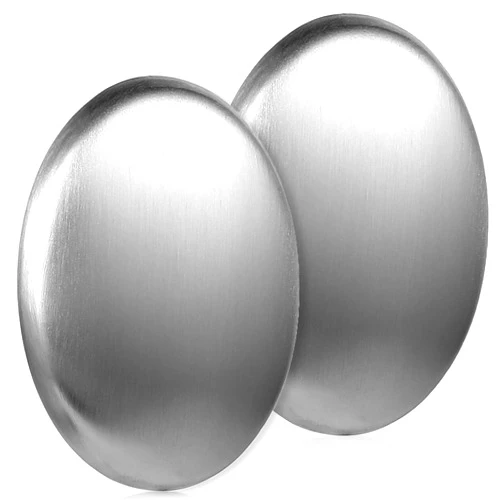 COMNICO 2 Pack Stainless Steel Soap Bar, Silver Odor Remover Magic Metal Odor Absorber Soap Rubbing Stone Eliminating Smell Like Onion Fish Garlic Strong Scents from Hands and Skin Kitchen Gadgets